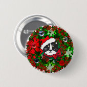 Badge Rond 5 Cm Chat de Noël (Devant & derrière)