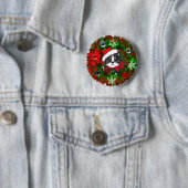 Badge Rond 5 Cm Chat de Noël (En situation)