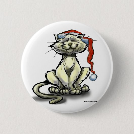Badge Rond 5 Cm Chat de Noël (Devant)