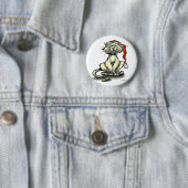 Badge Rond 5 Cm Chat de Noël (En situation)