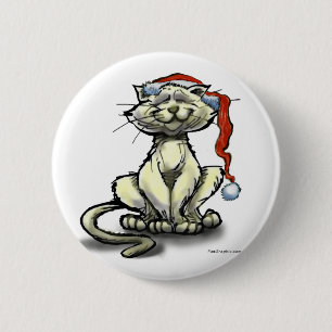 Badge Rond 5 Cm Chat de Noël