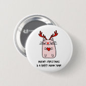 Badge Rond 5 Cm Chat de Noël (Devant & derrière)