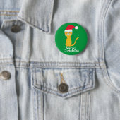 Badge Rond 5 Cm Chat de Noël drôle (En situation)