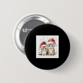 Badge Rond 5 Cm Chat de Noël mignon (Devant & derrière)