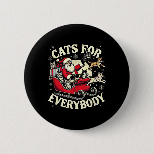 Badge Rond 5 Cm Chat de Noël Papa Noël Amateur de Chats de Noël Po