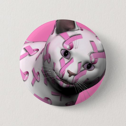 Badge Rond 5 Cm Chat de sensibilisation au cancer du sein (Devant)