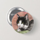 Badge Rond 5 Cm Chat de smoking (Devant & derrière)