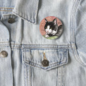 Badge Rond 5 Cm Chat de smoking (En situation)