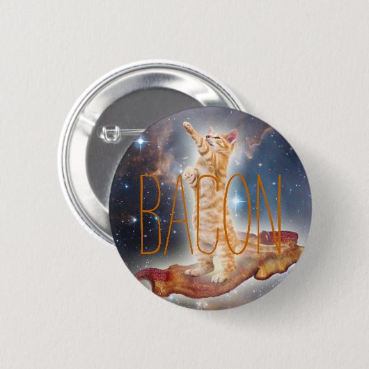 Badge Rond 5 Cm Chat de surf Bacon (Devant & derrière)