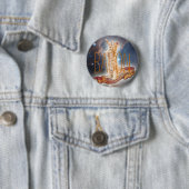 Badge Rond 5 Cm Chat de surf Bacon (En situation)