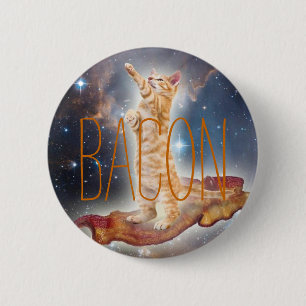 Badge Rond 5 Cm Chat de surf Bacon