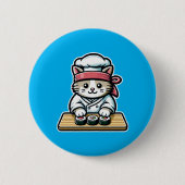 Badge Rond 5 Cm Chat de sushi - Chat mignonne et amusante faisant (Devant)