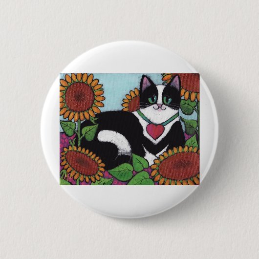 Badge Rond 5 Cm Chat de tournesol (Devant)