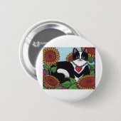 Badge Rond 5 Cm Chat de tournesol (Devant & derrière)