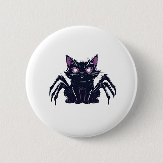 Badge Rond 5 Cm Chat déplaisant - Jambes d'araignée et yeux de coe (Devant)