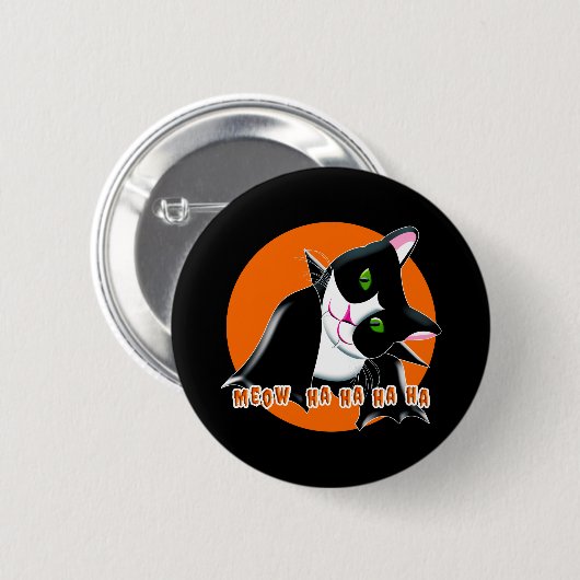 Badge Rond 5 Cm Chat d'Halloween (Devant & derrière)