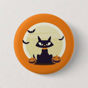 Badge Rond 5 Cm Chat d'Halloween