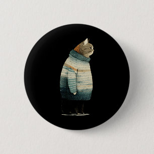 Badge Rond 5 Cm Chat d'hiver Imprimer Swea_1