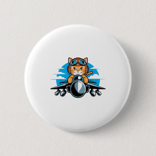 Badge Rond 5 Cm Chat drôle d'avion de combat Lot d'humour d'aviati