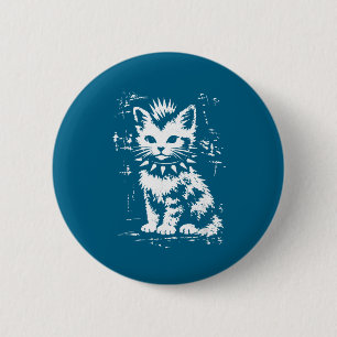 Badge Rond 5 Cm Chat drôle de chat punk vintage mème hommes femmes
