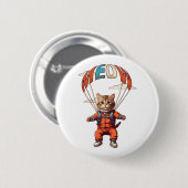 Badge Rond 5 Cm Chat drôle de parachutisme (Devant & derrière)