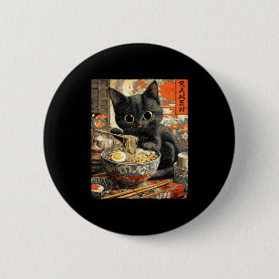 Badge Rond 5 Cm Chat drôle de Ramen amateurs de nouilles Anime Ota