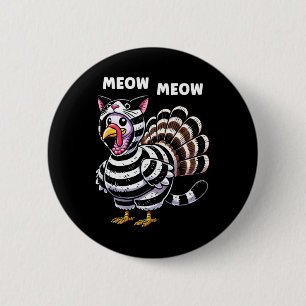 Badge Rond 5 Cm Chat drôle de Thanksgiving dinde chat hommes femme