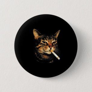 Badge Rond 5 Cm Chat drôle fumant cigarette chaton mème stupide ce