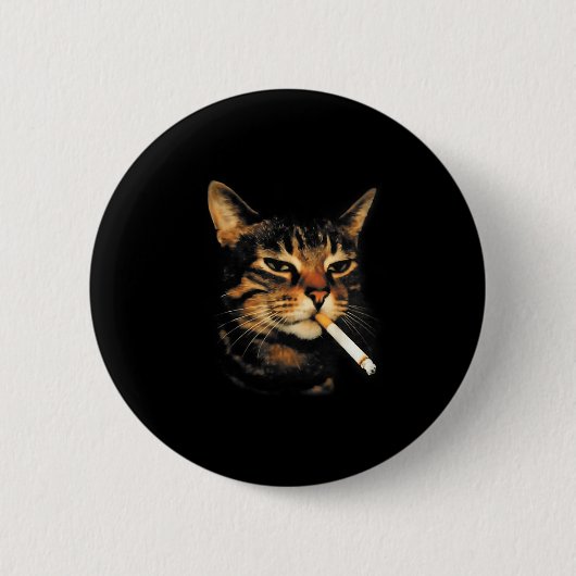 Badge Rond 5 Cm Chat drôle fumant cigarette chaton mème stupide ce (Devant)