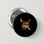 Badge Rond 5 Cm Chat drôle fumant cigarette chaton mème stupide ce (Devant & derrière)