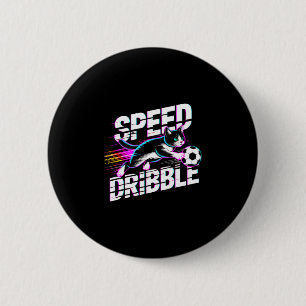 Badge Rond 5 Cm Chat Drôle Jouant Au Football Cadeau Pour Enfants