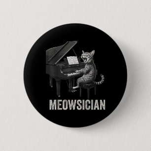 Badge Rond 5 Cm Chat drôle jouant de la musique de piano Pun Meows