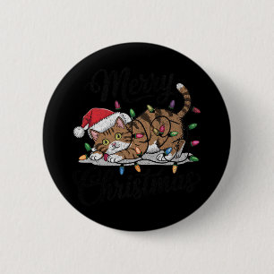 Badge Rond 5 Cm Chat drôle Noël effrayant Chat noir Halloween