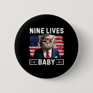 Badge Rond 5 Cm Chat Drôle Trump 9 Vies Par Drôle Vote Pour Trump