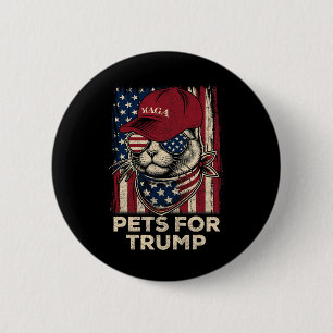 Badge Rond 5 Cm Chat du drapeau américain Problème de vie Trump 20