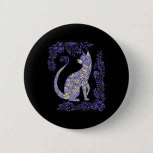 Badge Rond 5 Cm Chat d'Ukraine Mignon Floral Vintage Ukrainien Vys