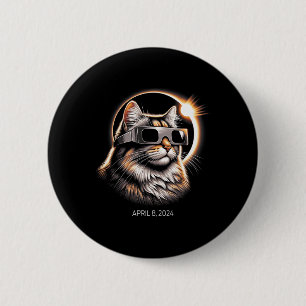 Badge Rond 5 Cm Chat Éclipse Solaire Portant Des Éclipses Solaires