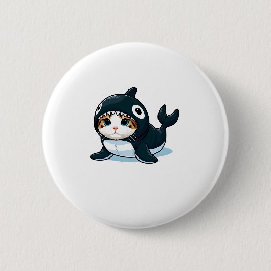 Badge Rond 5 Cm Chat en costume Orca (Devant)