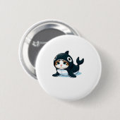 Badge Rond 5 Cm Chat en costume Orca (Devant & derrière)