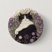 Badge Rond 5 Cm Chat en fleurs (Devant)