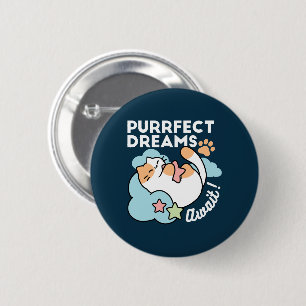 Badge Rond 5 Cm Chat Endormi Enlaçant une Étoile – Rêves Parfaits 