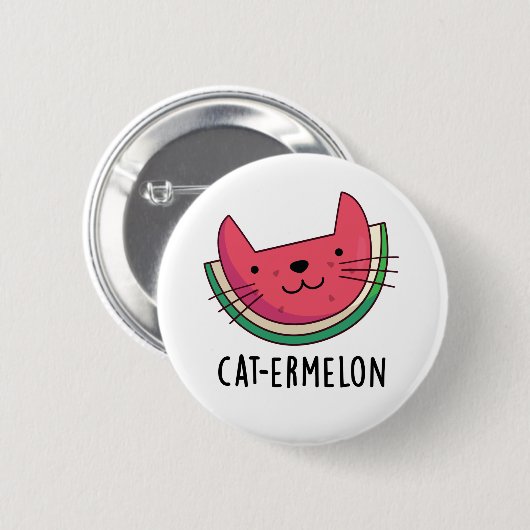 Badge Rond 5 Cm Chat-Ermelon Funny Chat Watermelon Pun (Devant & derrière)