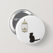 Badge Rond 5 Cm Chat et cage à oiseaux (Devant & derrière)