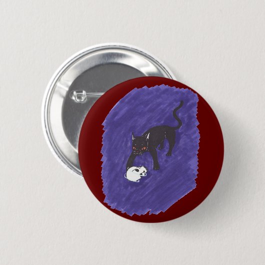 Badge Rond 5 Cm Chat et crâne (Devant & derrière)