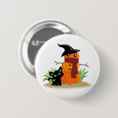 Badge Rond 5 Cm Chat et le bouton Pumpkinman (Devant & derrière)