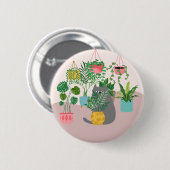 Badge Rond 5 Cm Chat et Plantes (Devant & derrière)