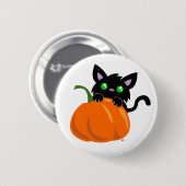 Badge Rond 5 Cm Chat et un bouton Citrouille (Devant & derrière)
