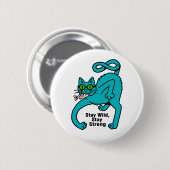 Badge Rond 5 Cm Chat Expressif Excentrique (Devant & derrière)