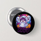 Badge Rond 5 Cm Chat fantôme Boo (Devant & derrière)