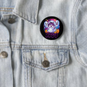 Badge Rond 5 Cm Chat fantôme Boo (En situation)
